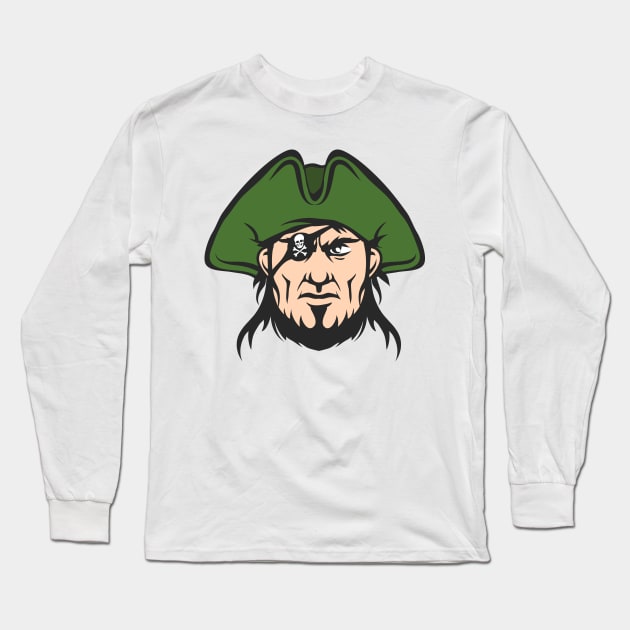 Pirate Mascot Face Long Sleeve T-Shirt by devaleta